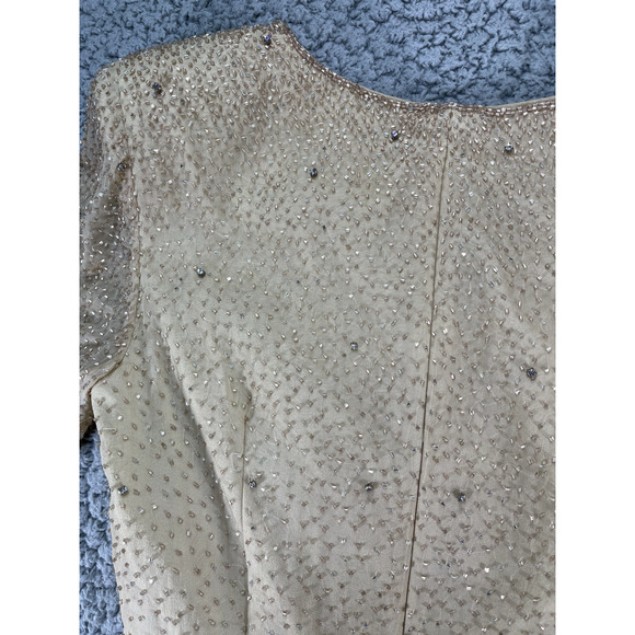Jovani Blouse Womens Size 6P Silk Sequins Vintage Gatsby Padded Shoulders - Picture 8 of 13